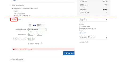 Errors block improved position when Place Order